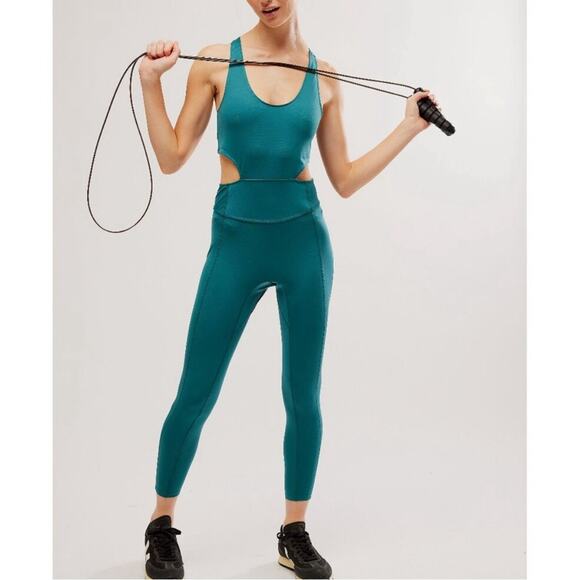 Free people Back it Up Onesie Dark Green Medium NWT - Picture 3 of 16